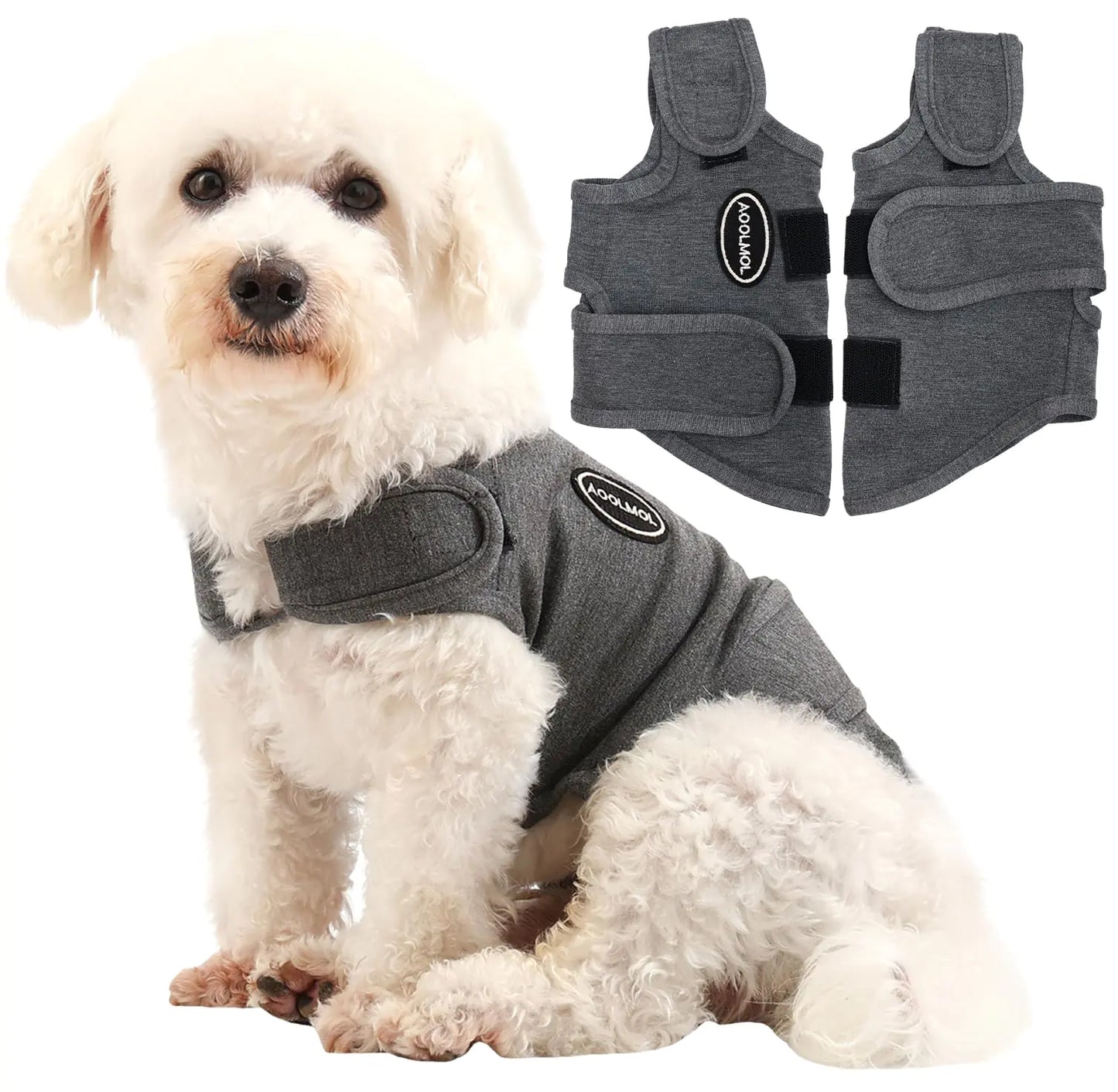 AOOLMOL Dog Anxiety Jacket Dog Coat for Thunder Fireworks Vet Visits and Separation - Skin-Friendly Dog Calming Shirt - Keep Pet Calm Anti Anxiety Vest for Dogs and Cat