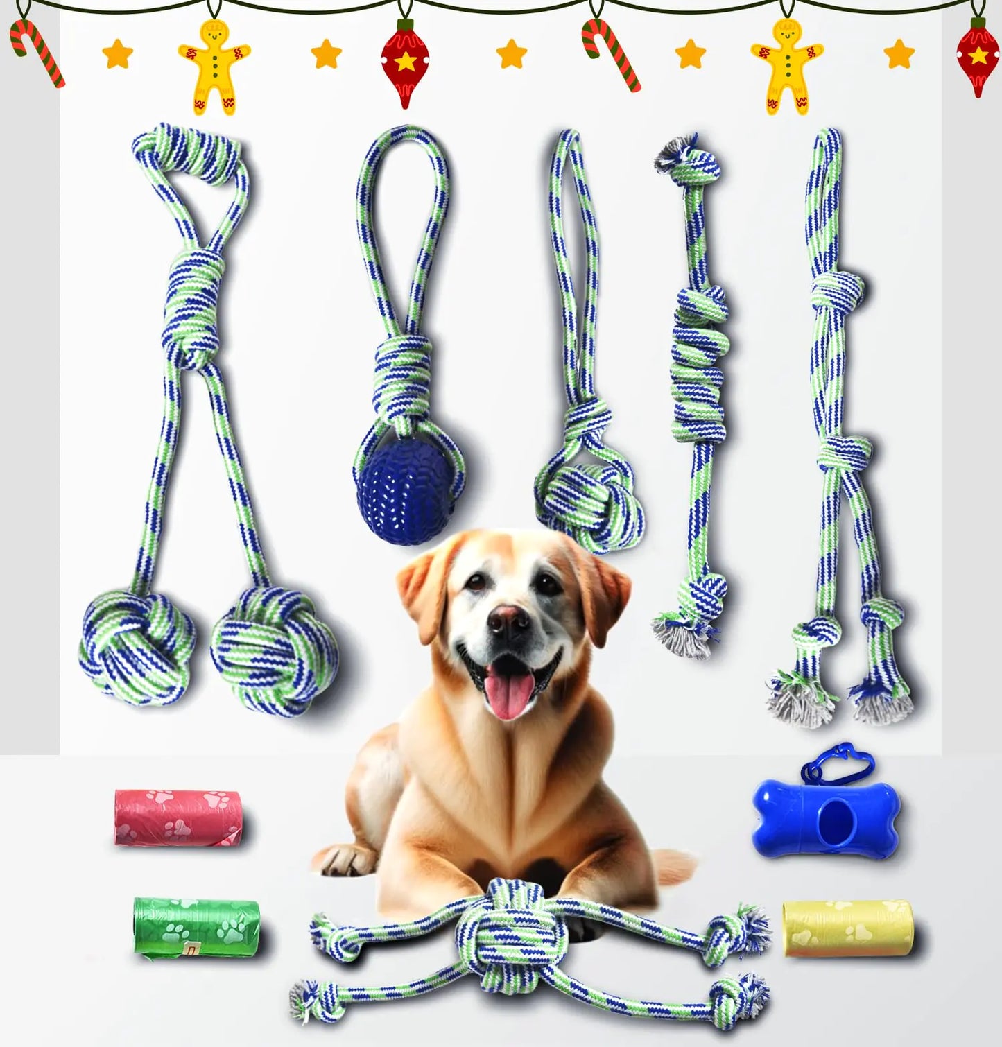 Stride Dog Chew Toys Pack of 10 Cute Dog Rope Toys with Soft Rubber Small & Medium Dogs Interactive Dogs Toys for Boredom & Anxiety Dog Teething Toy Small Dog Toys Keeps Dogs Busy for Hours
