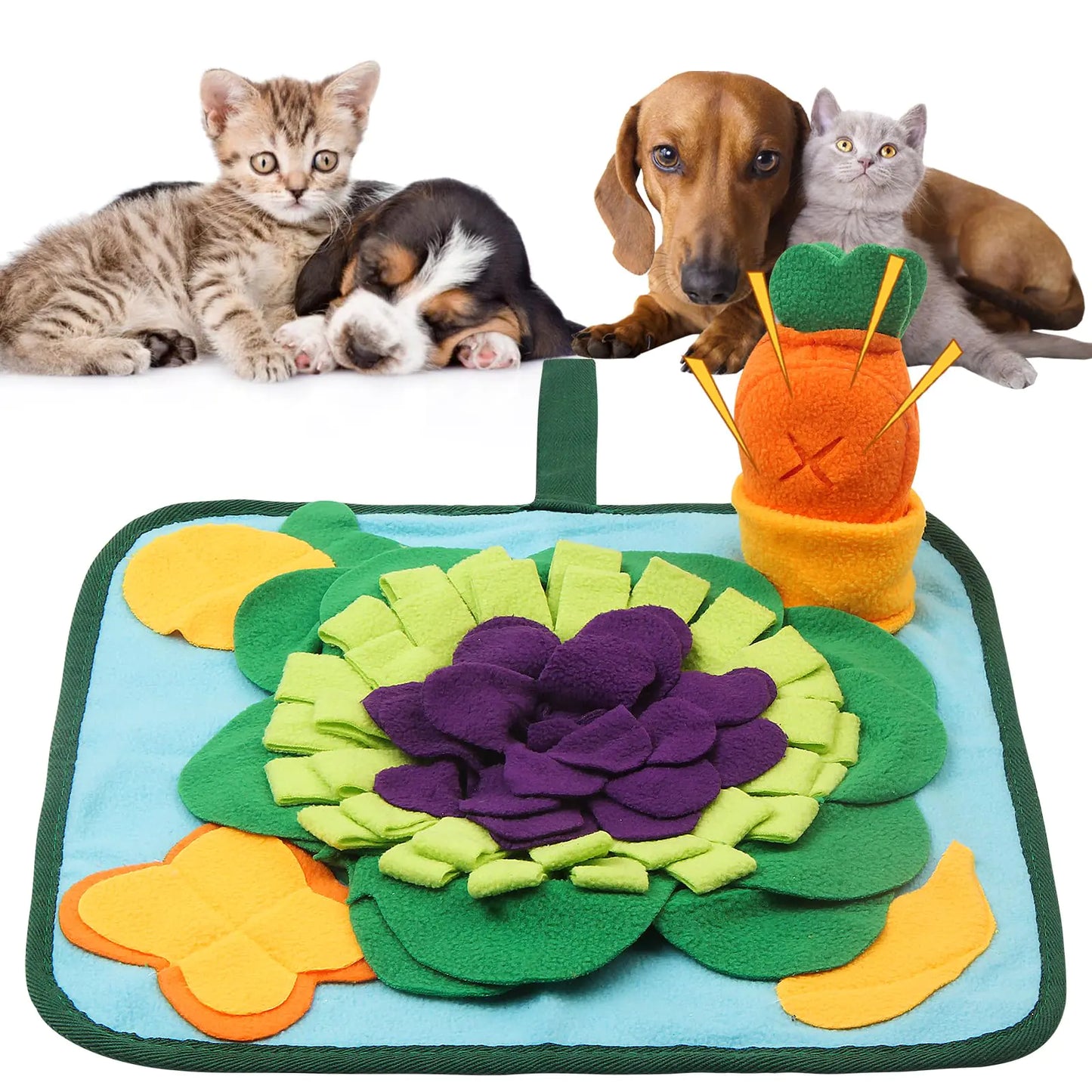 Snuffle Mat for Dogs Small - Cat Snuffle Mat for Slow Eating and Keep Busy Foraging Mat Help Stress Relief and Training Suit for Rabbits Puppies Cats and Small Pets