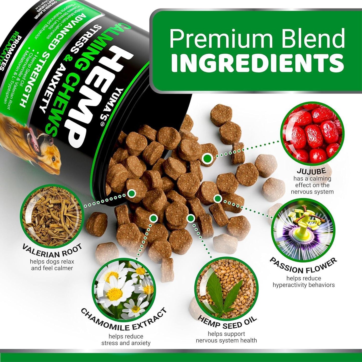 LOW STOCK - 2 Pack Hemp Calming Chews for Dogs Advanced Dog Calming Treats Dog Calming
