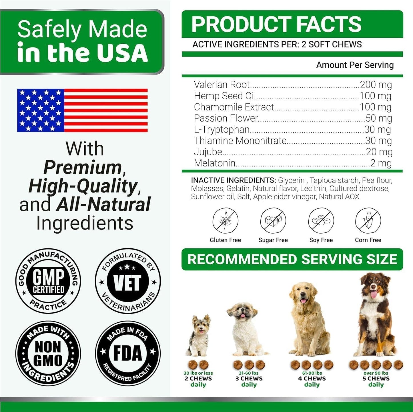 LOW STOCK - 2 Pack Hemp Calming Chews for Dogs Advanced Dog Calming Treats Dog Calming