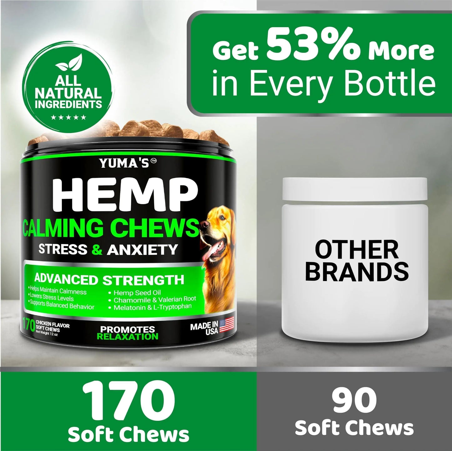 Hemp Calming Chews - Advanced Anxiety Relief (170ct)