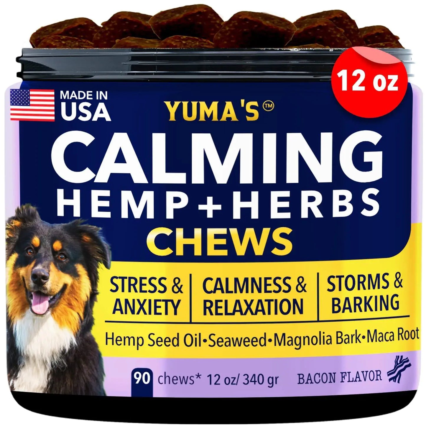Hemp Calming Chews for Dogs with Anxiety and Stress Dog Calming Treats 90 Chews