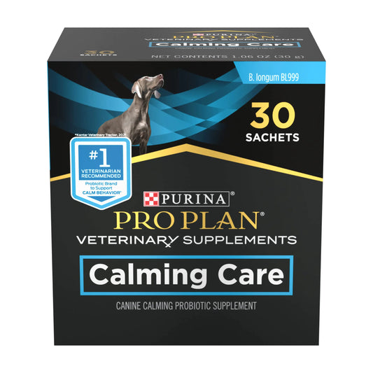Box of Purina Pro Plan Veterinary Supplements Calming Care for dogs on a white background