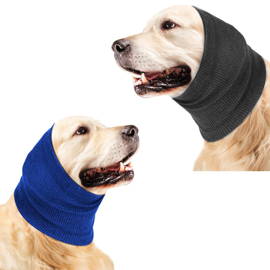 Calming Dog Snood – Noise Reduction (Medium, Blue & Gray)