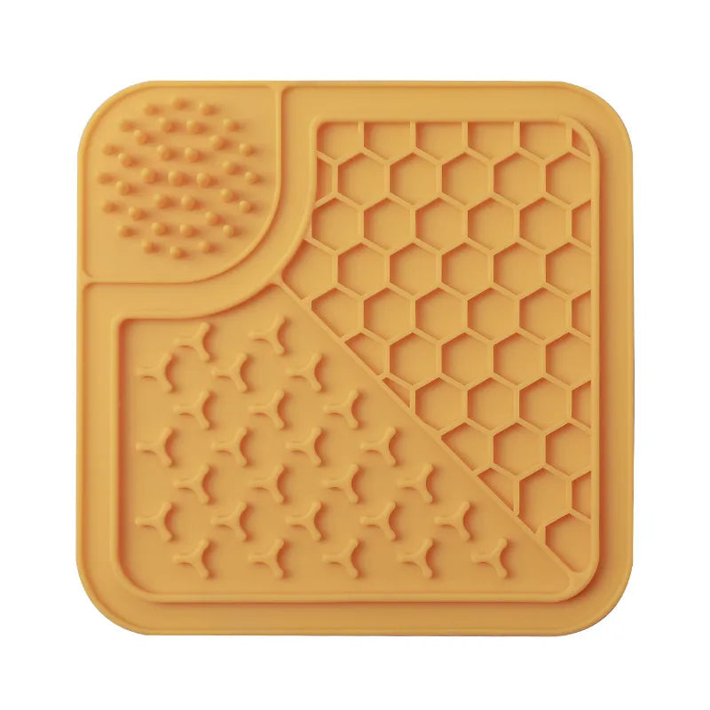 Yellow silicone mat with textured surface