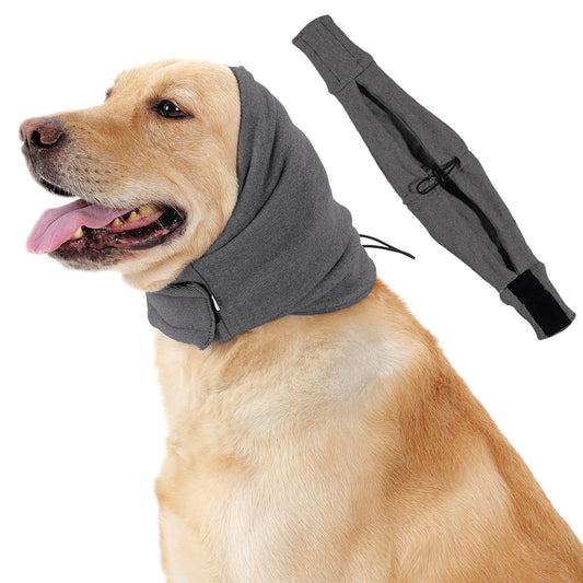 HEYWEAN Quiet Ears for Dogs Calming Headband with Ear Wraps for Anxiety Relief & Noise Protection Dog Ear Muffs for Grooming Bathing Grey Large
