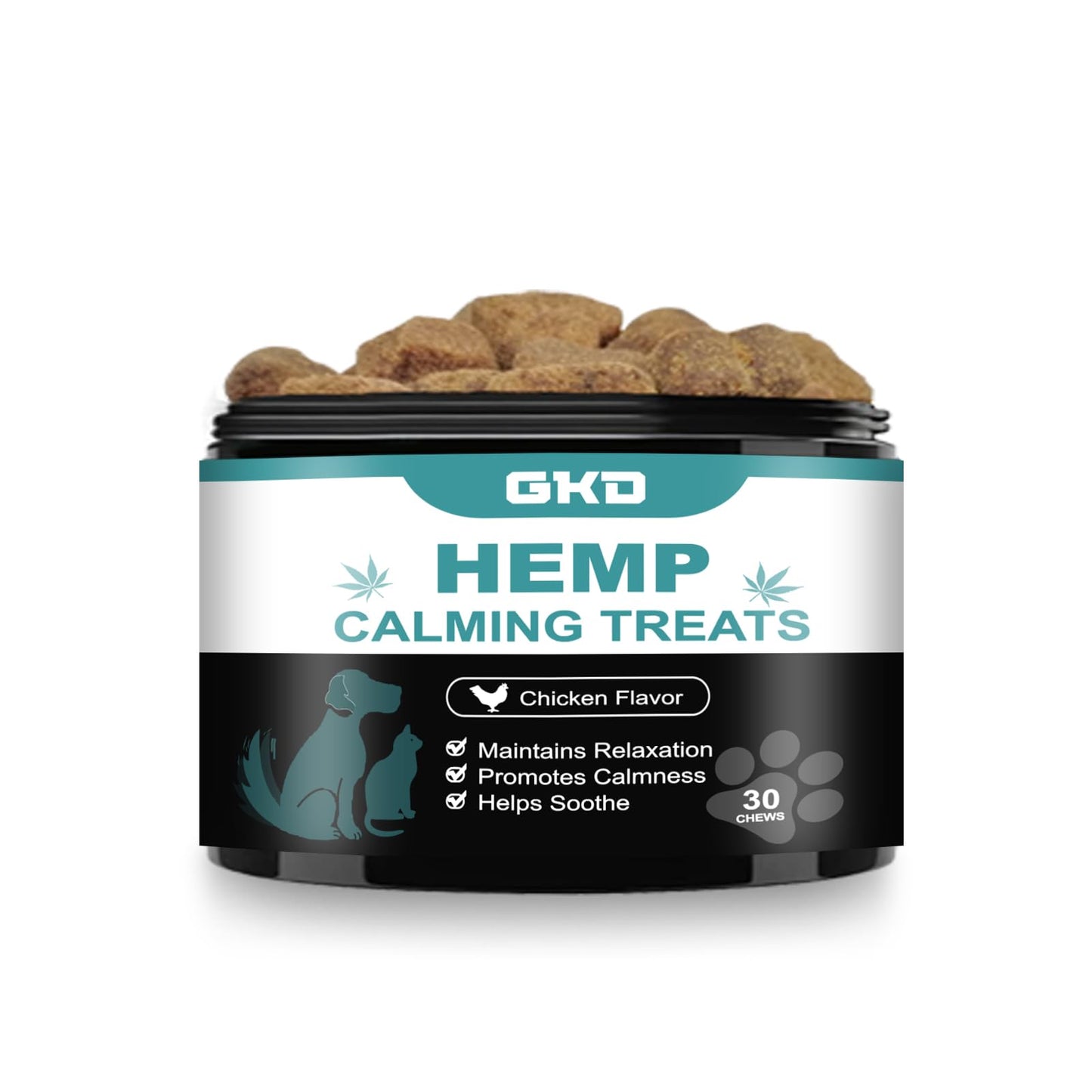 GKD Dog Calming Chews - Anxiety Relief Treats Hemp Bites Gummies for Dog Firework Thunderstorm Relaxing Care Car Sickness Separation Ease Dog Relaxer Doggie Hemp Relaxing Chews Pets Health Supplies