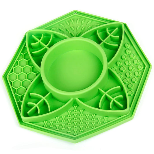 Silicone Slow Feeder Dog Bowls Lick Mat for Dogs Crate with Suction Cups Non-Slip Anti-Choking Design Soft & Safe Dog Bowl Suitable for All Breed Dogs for Training Freezers Green (Green02)