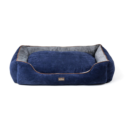 GRANDTIES Fluffy Dog Beds for Small Medium Large Dogs & Cats Machine Washable Dog Bed Rectangle Breathable Soft Calming Sleeping Warming Pet Beds with Waterproof & Non-Slip Bottom (XL 40" Navy)