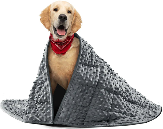 YUSRA Weighted Blanket for Dogs Large Dog Blankets for Medium Dogs Washable Soft Weighted Dog Blanket Especially for Thunderstorms Fireworks Separation Bed and Couch (Grey 32 * 40inch 4lbs)